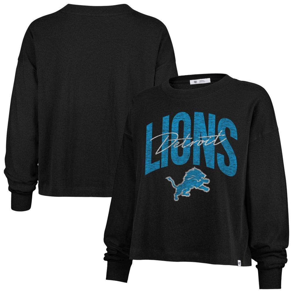 Detroit Lions '47 Women's Muse Sydney Long Sleeve Cropped T-Shirt Black | 47 brand