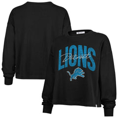 Detroit Lions '47 Women's Muse Sydney Long Sleeve Cropped T-Shirt Black | 47 brand