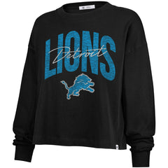 Detroit Lions '47 Women's Muse Sydney Long Sleeve Cropped T-Shirt Black | 47 brand