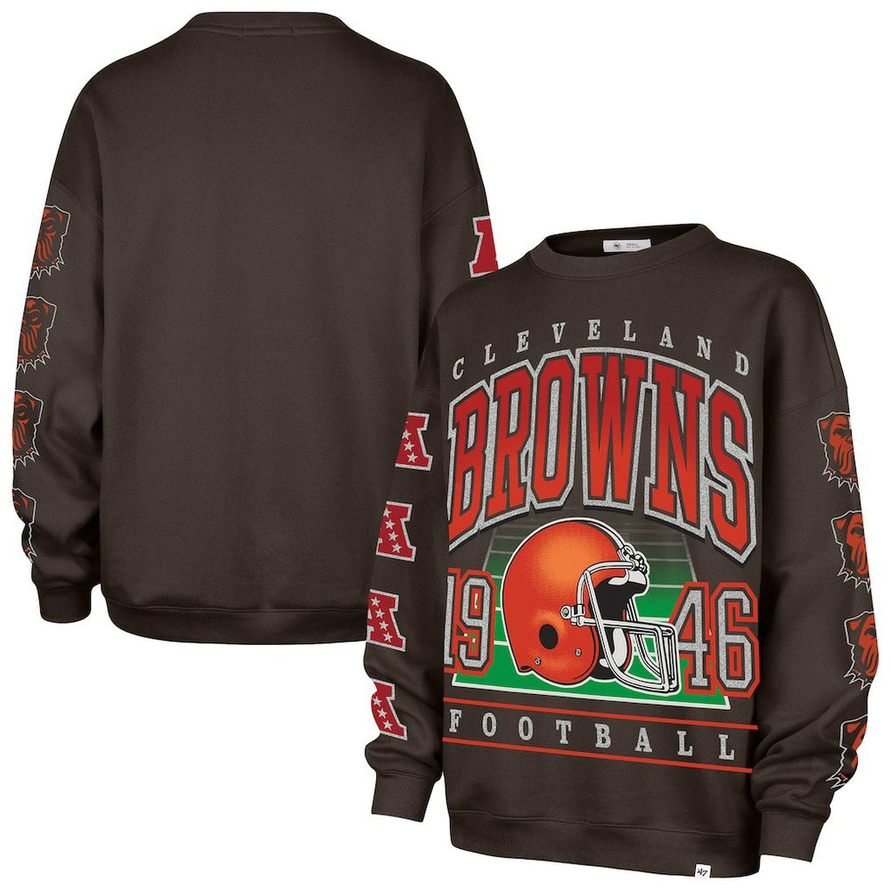 Cleveland Browns '47 Women's Go Big Oversized Pullover Sweatshirt Brown | 47 brand