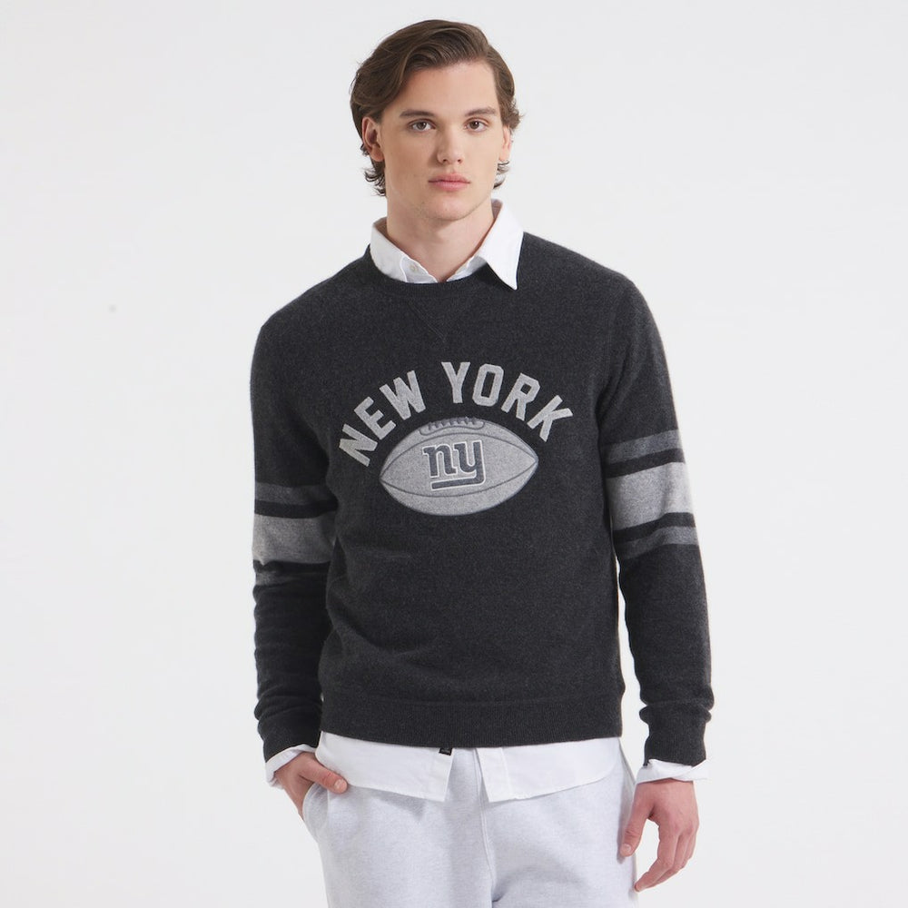 New York Giants x Todd Snyder Cashmere Crew Sweatshirt Heather Charcoal | NFL