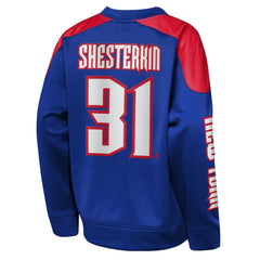 Igor Shesterkin New York Rangers Outerstuff Youth Best Defense Name & Number Crewneck Sweatshirt - Blue - NHL