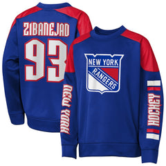 Mika Zibanejad New York Rangers Outerstuff Youth Best Defense Name & Number Crewneck Sweatshirt - Blue - NHL