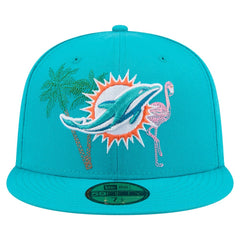 Miami Dolphins New Era State Stitch 59FIFTY Fitted Hat Aqua | NFL