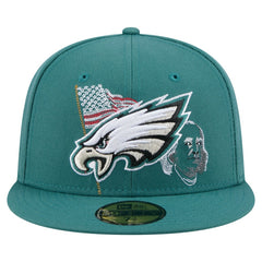 Philadelphia Eagles New Era State Stitch 59FIFTY Fitted Hat Midnight Green | NFL