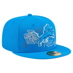 Detroit Lions New Era State Stitch 59FIFTY Fitted Hat Blue | NFL