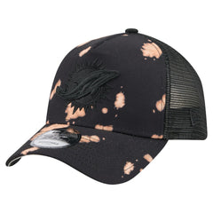 Miami Dolphins New Era Bleached 9FORTY A-Frame Adjustable Hat Black | NFL