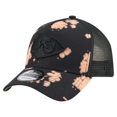 Kansas City Chiefs New Era Bleached 9FORTY A-Frame Adjustable Hat Black | NFL