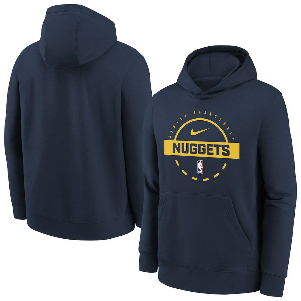 Denver Nuggets Youth 2025/26 Club Fleece Practice Hoodie Navy - NBA