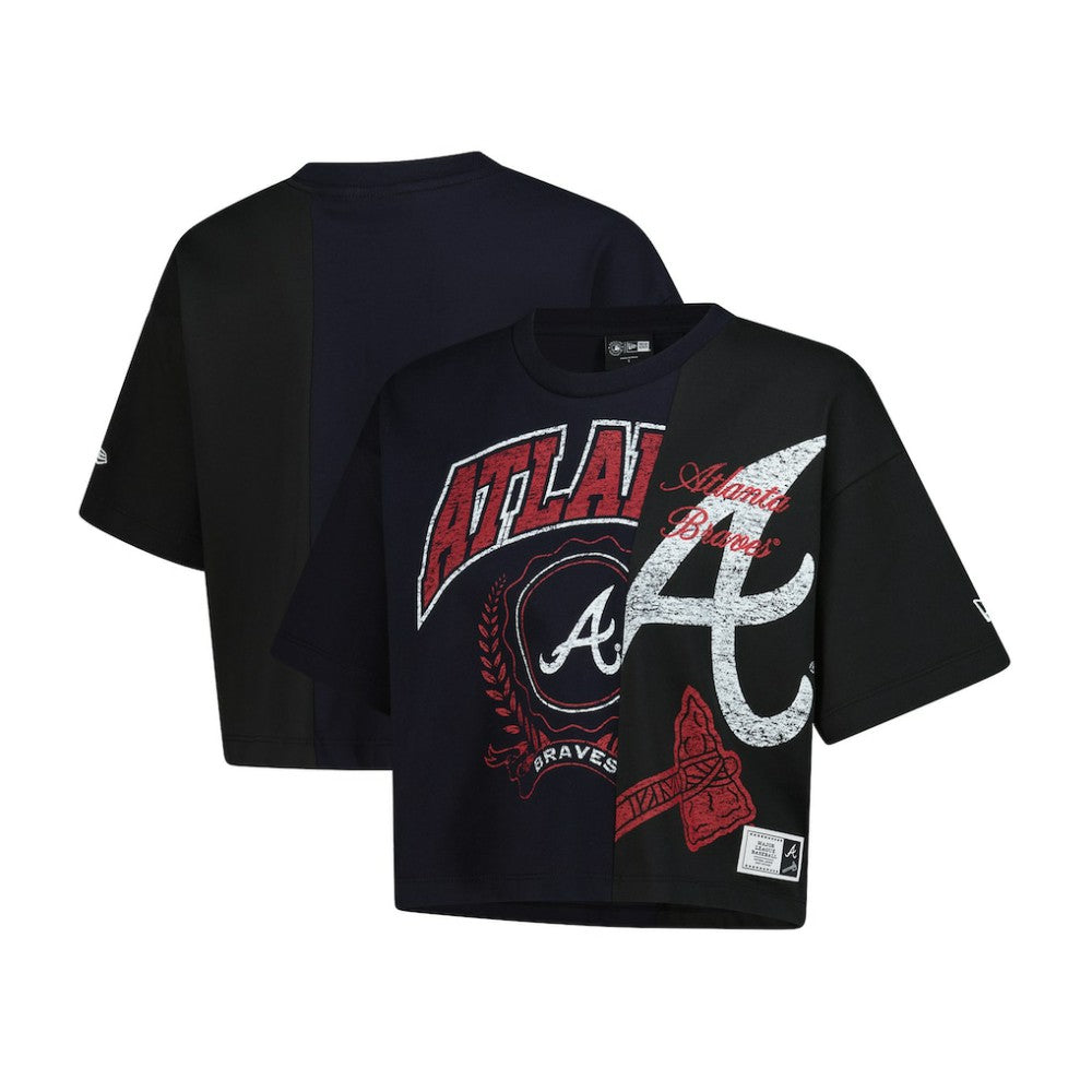 Atlanta Braves New Era Women's Upcycled Colorblocked Boxy Cropped T-Shirt - MLB