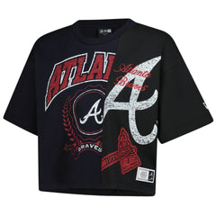 Atlanta Braves New Era Women's Upcycled Colorblocked Boxy Cropped T-Shirt - MLB