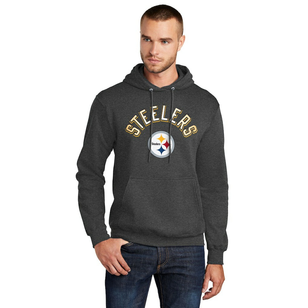 Pittsburgh Steelers Starter Arch Over Logo Pullover Hoodie Charcoal | NFL