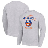 New York Islanders Men's Starter Team Logo Fleece Pullover Sweatshirt - Heather Gray - NHL