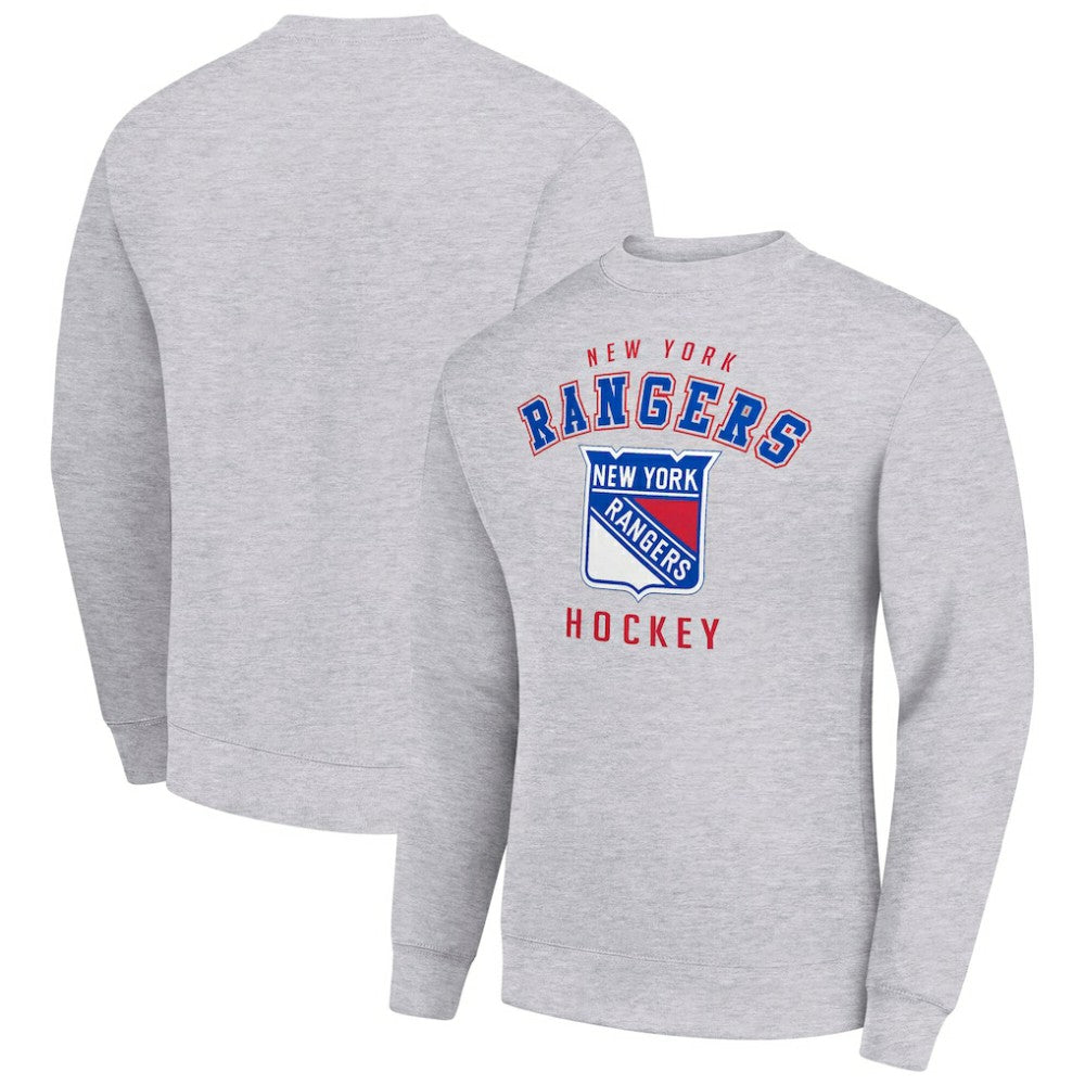 New York Rangers Men's Starter Team Logo Fleece Pullover Sweatshirt - Heather Gray - NHL