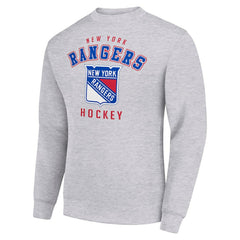 New York Rangers Men's Starter Team Logo Fleece Pullover Sweatshirt - Heather Gray - NHL