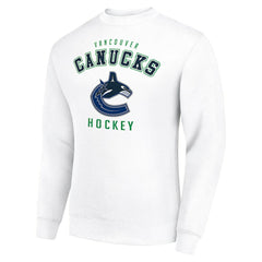 Vancouver Canucks Men's Starter Team Logo Fleece Pullover Sweatshirt - White - NHL