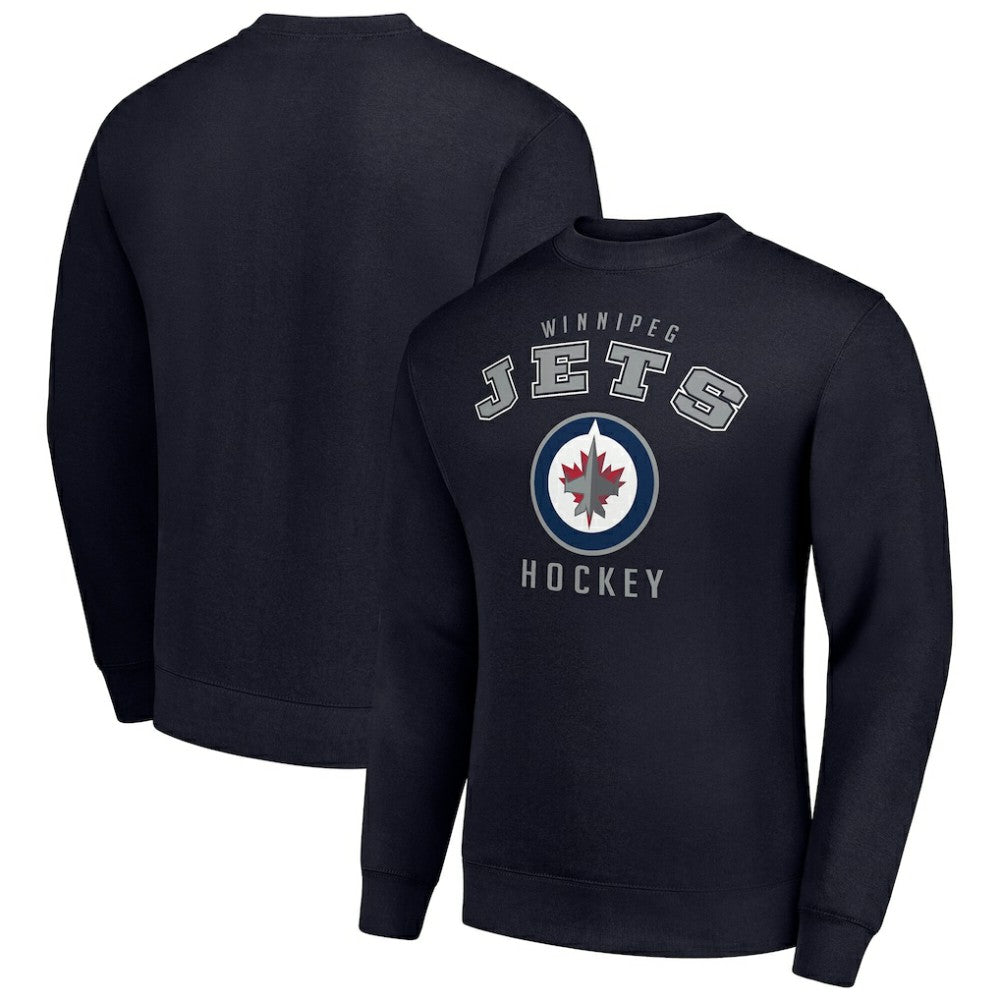 Winnipeg Jets Men's Starter Team Logo Fleece Pullover Sweatshirt - Navy - NHL