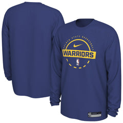 Golden State Warriors 2025/26 On-Court Flare Dri-FIT Practice Long Sleeve Tri-Blend T-Shirt Royal - NBA