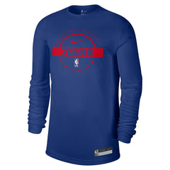 Philadelphia 76ers 2025/26 On-Court Flare Dri-FIT Practice Long Sleeve Tri-Blend T-Shirt Royal - NBA