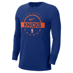 New York Knicks Authentic Long Sleeve Practice T-Shirt Blue - NBA