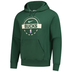 Milwaukee Bucks 2025/26 Authentic Practice Club Pullover Hoodie Hunter Green - NBA