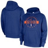 New York Knicks 2025/26 Authentic Practice Club Pullover Hoodie Blue - NBA