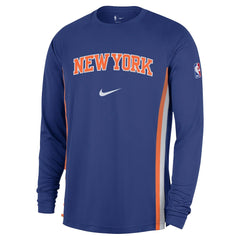 New York Knicks 2025/26 Authentic Pre-Game Legend Dri-FIT Long Sleeve Shooting Shirt Blue - NBA