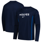 Minnesota Timberwolves 2025/26 Authentic Pre-Game Legend Dri-FIT Long Sleeve Shooting Shirt Navy - NBA