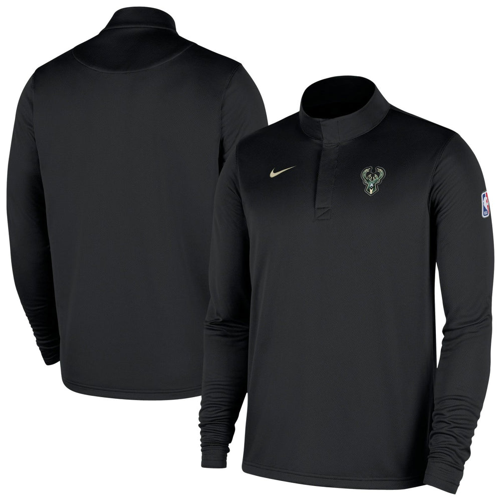 Milwaukee Bucks 2025/26 Authentic Coaches Quarter-Zip Dri-Fit Top Black - NBA