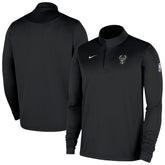 Milwaukee Bucks 2025/26 Authentic Coaches Quarter-Zip Dri-Fit Top Black - NBA