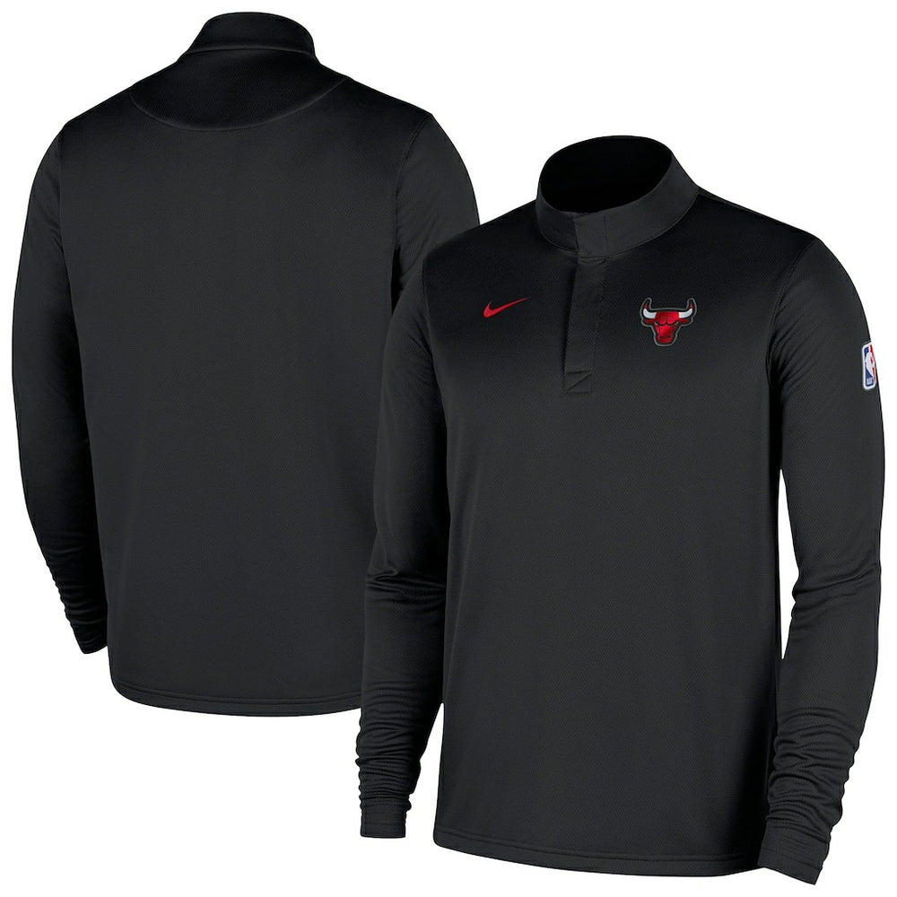 Chicago Bulls 2025/26 Authentic Coaches Quarter-Zip Dri-Fit Top Black - NBA