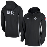 Brooklyn Nets Authentic On Court Zone Quarter-Zip Dri-FIT Hoodie Jacket Black - NBA