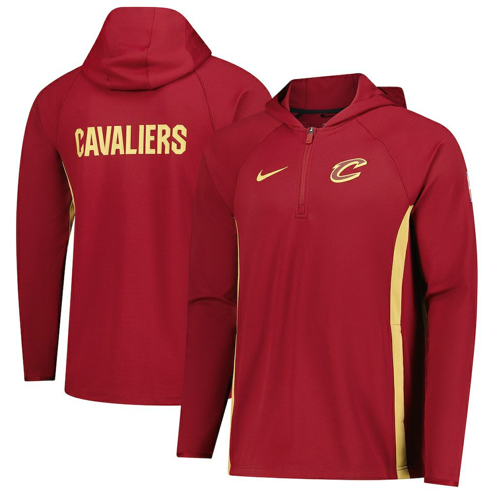 Cleveland Cavaliers Authentic On Court Zone Quarter-Zip Dri-FIT Hoodie Jacket Wine - NBA