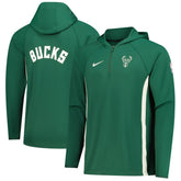 Milwaukee Bucks Authentic On Court Zone Quarter-Zip Dri-FIT Hoodie Jacket Hunter Green - NBA