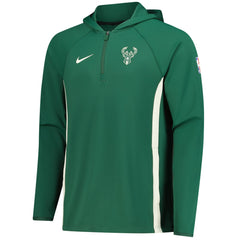 Milwaukee Bucks Authentic On Court Zone Quarter-Zip Dri-FIT Hoodie Jacket Hunter Green - NBA