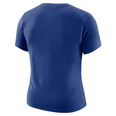 New York Knicks Women's Courtside Modest Cropped Tri-Blend T-Shirt Blue - NBA