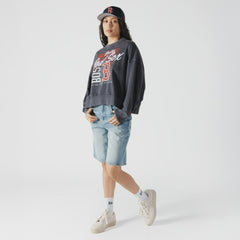 Boston Red Sox New Era Women's Boxy Mineral Wash Dolmen Sleeve Cropped Sweatshirt - MLB
