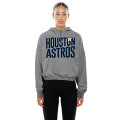 Houston Astros New Era Women's Reversed Out French Terry Quarter-Zip Banded Crop Hoodie - MLB