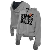 Baltimore Orioles New Era Women's Reversed Out French Terry Quarter-Zip Banded Crop Hoodie - MLB
