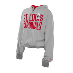 St. Louis Cardinals New Era Women's Reversed Out French Terry Quarter-Zip Banded Crop Hoodie - MLB