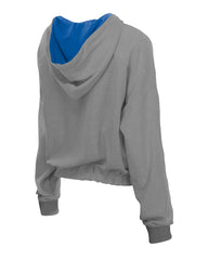 New York Mets New Era Women's Reversed Out French Terry Quarter-Zip Banded Crop Hoodie - MLB