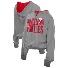 Philadelphia Phillies New Era Women's Reversed Out French Terry Quarter-Zip Banded Crop Hoodie - MLB