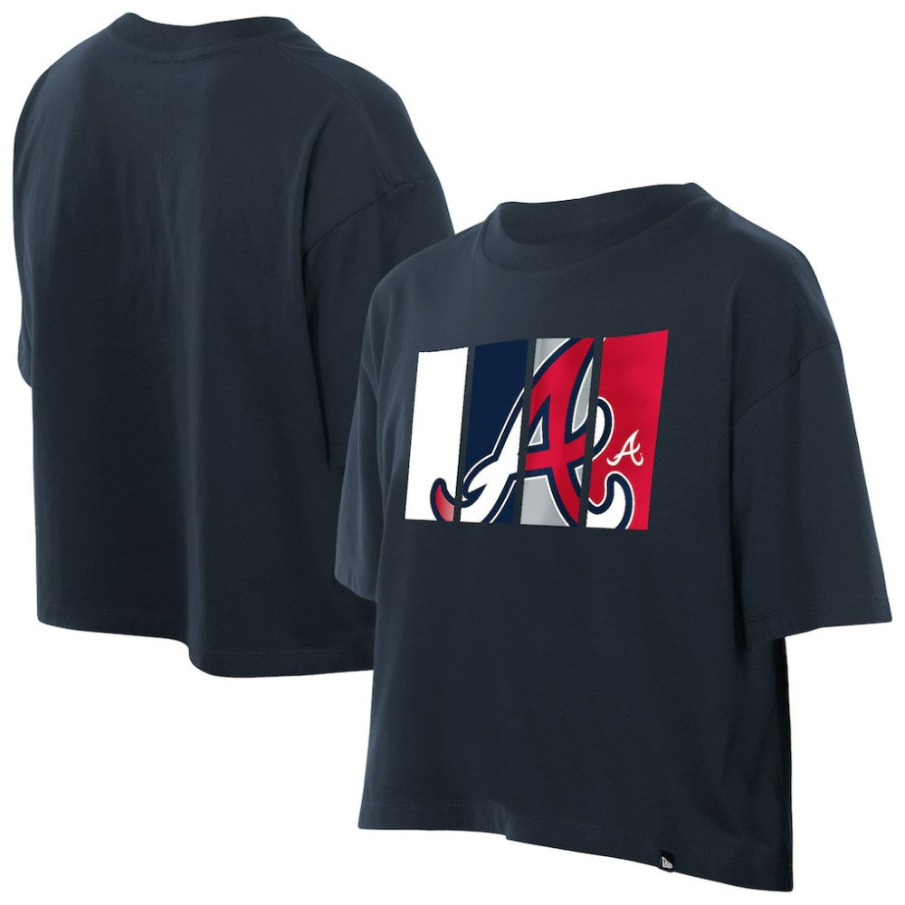 Atlanta Braves New Era Women's Boxy Foil Logo T-Shirt - MLB