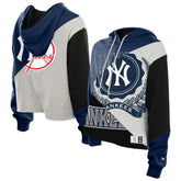 New York Yankees New Era Women's Upcycled Color Block Cropped Boxy Hoodie Hoodies - MLB