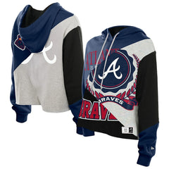 Atlanta Braves New Era Women's Upcycled Color Block Cropped Boxy Hoodie Hoodies - MLB