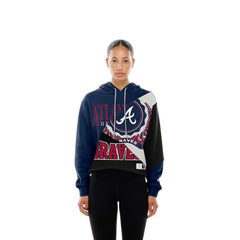 Atlanta Braves New Era Women's Upcycled Color Block Cropped Boxy Hoodie Hoodies - MLB