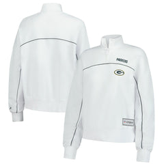 New Era Green Bay Packers Female Adult White Functional Fandom Quarter-Zip Sweatshirt | NFL
