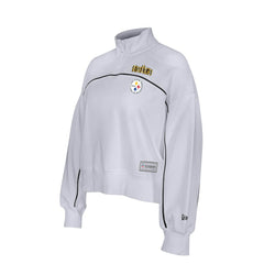 New Era Pittsburgh Steelers Female Adult White Functional Fandom Quarter-Zip Sweatshirt | NFL