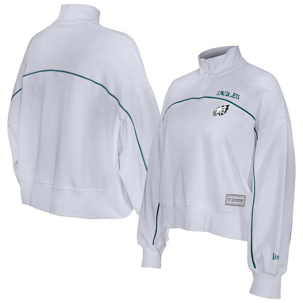 New Era Philadelphia Eagles Female Adult White Functional Fandom Quarter-Zip Sweatshirt | NFL