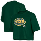 Green Bay Packers New Era Girl's Flip Sequin Boxy T-Shirt Green | NFL